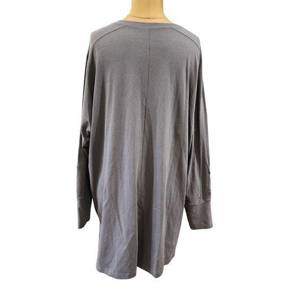 Life is Good Womens Gray Long Sleeve Embroidered 100% Cotton Top Size XXL - Picture 3 of 8